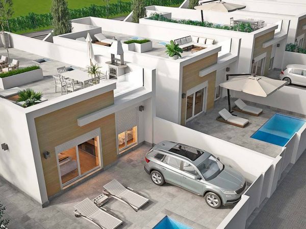 Bungalows New Build exclusive promotion of 6 Modern 3 Bed – 2 Bath in Avileses – Murcia