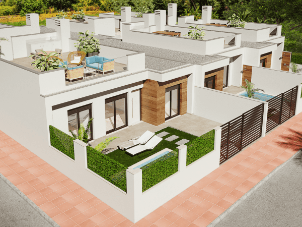 New built 2 or 3 bed – 2 baths bungalow with private pool in Dolores de Pacheco in Murcia
