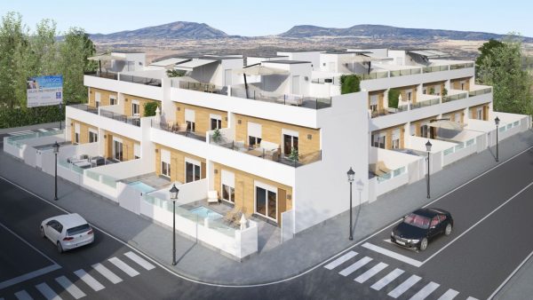 New built 3 bed -2 baths townhouse with private pool in Avileses, Murcia